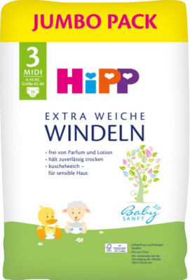 HiPP - Babysanft Windeln - Jumbo Pack mit 76 Windeln - Größe 3